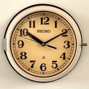 Maritime Seiko Wall Clock Nautical Slave Clock Navigation Industria Ship Wall Clock Analog  Quartz Home & Kitchen Clock Japan Made Beige