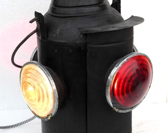 Vintage Railroad Lantern Indian Railway Lamp Adlake Style Antique 1900's Railway Electric lamp 4 Way Signal Light