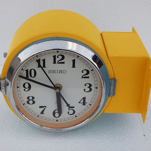 Maritime Seiko Wall Clock Dual Face Clock Original Nautical Industrial Retro wall clock Navigation Ship Clock Quartz Clock Japan Made Yellow