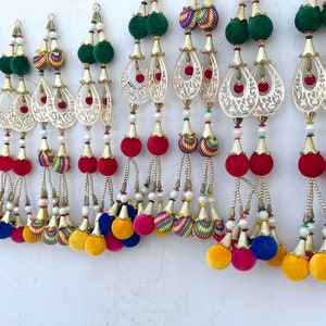 1 Pair Tassels Decorative Bridal Lehenga Dress Blouses Pom Pom Beaded Embellishment Crafting Sewing Clothing Accessories wedding Latkan
