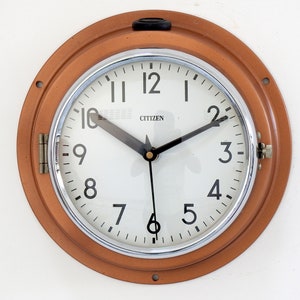 Reloj de pared Citizen vintage de cobre: hora náutica, década de 1990