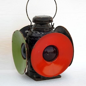 Railroad Lantern Vintage Adlake Style Switch 4 Way Signal Collectible Electric/kerosene Lamp Indian Railway Light
