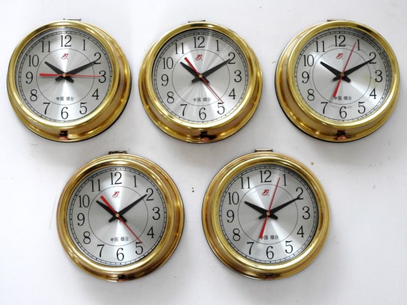 Set of 5 Vintage 1990's Maritime Clocks Original Slave Nautical Ship's Brass  Quartz Clock Made in China Industrial Retro Clock -  Canada