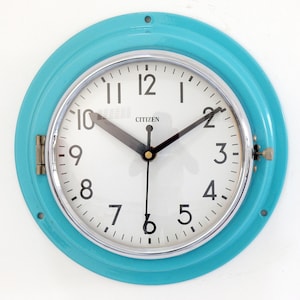 Reloj de pared Citizen Maritime vintage: reloj náutico de barco en color verde azulado