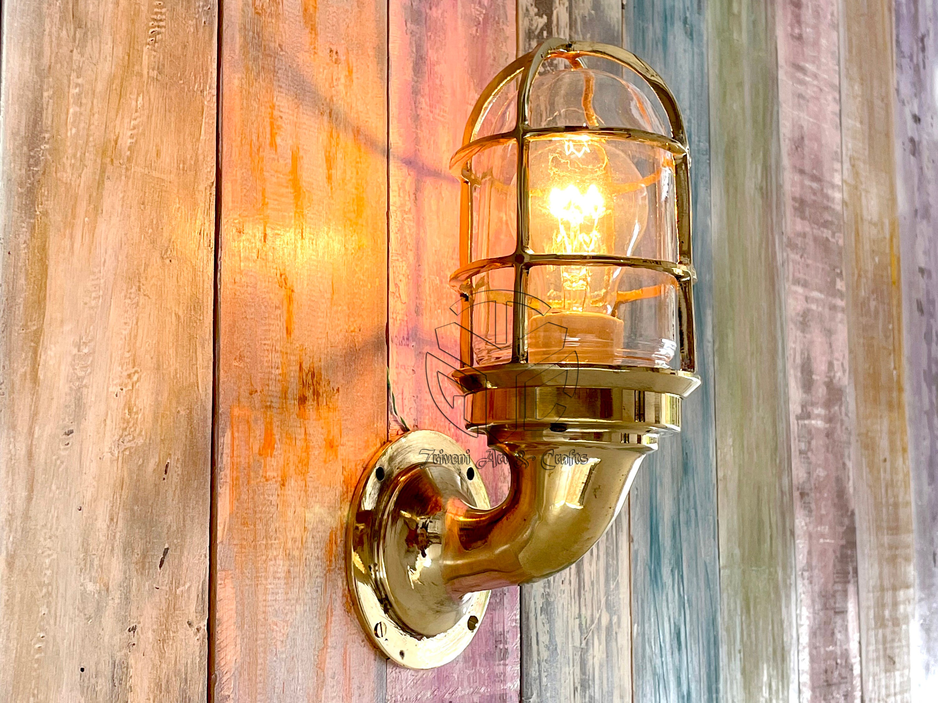 Nautical Maritime Brass Swan Neck Light Passageway Bulkhead Ship Industrial Navigation Restaurant Cafe Outdoor Indoor Wall Mount Lights