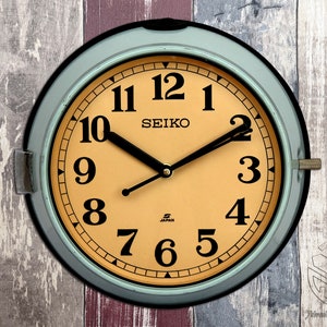 Maritime Seiko Wall Clock Nautical Slave Clock Industrial Ship Clock Home & Kitchen Clock Silent Sweep clock non ticking Vintage 1900&#39;s