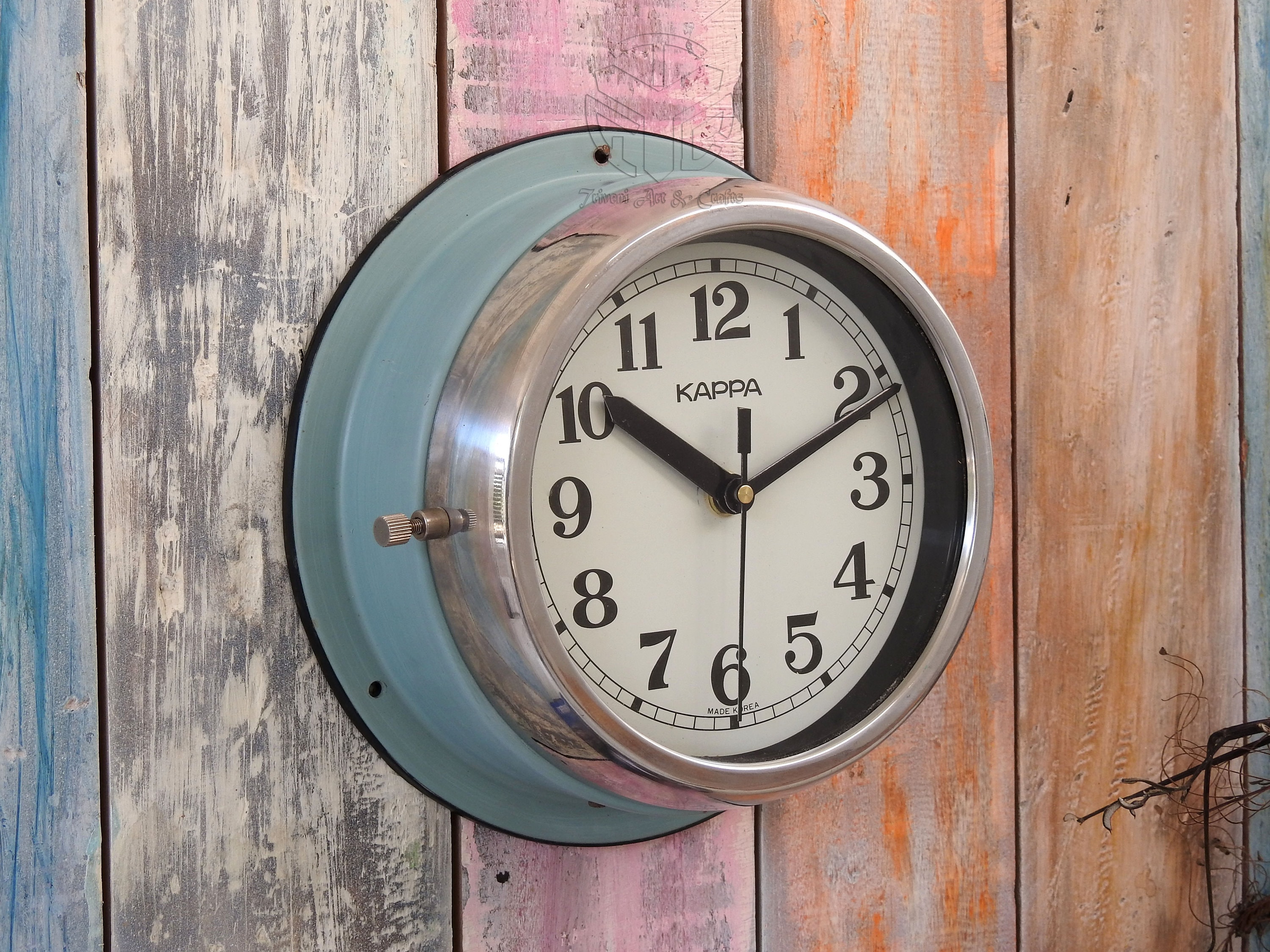 Vintage Maritime Kappa Wall Clock Original Slave Nautical Ship's Clock Steel Marine Time Quartz Clock Made in Korea Home and Kitchen Clock