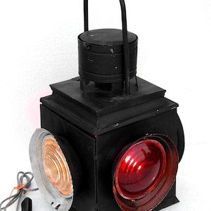 Vintage Railroad Lantern Indian Railway Lamp Adlake Style Antique 1900&#39;s Railway Electric lamp 4 Way Signal