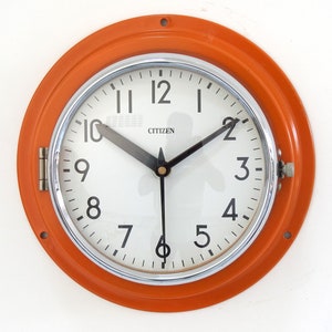 Reloj de pared Citizen Maritime vintage: reloj náutico naranja