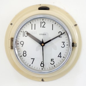 Reloj de pared vintage Citizen Maritime: reloj náutico de barco, beige