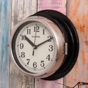 Vintage Maritime Kappa Wall Clock Original Slave Nautical Ship&#39;s Clock Steel Marine Time Quartz Clock Made in Korea Home and Kitchen Clock