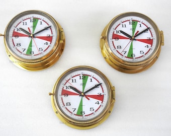Juego de 3 relojes marítimos vintage Schatz Royal Mariner de latón
