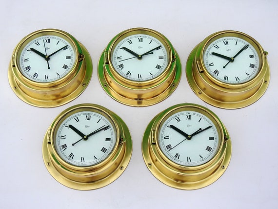 All Brass Set of 05 Vintage Maritime Slave World Clock Vintage Navigation  Barigo Made in Germany Ships Marine Boat Nautical Quartz Clocks -   Canada