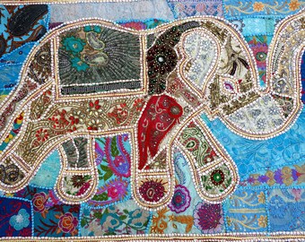 Jaune Vintage Coton Bébé Patchwork Traditionnel Tenture Tapisserie Murale Décor