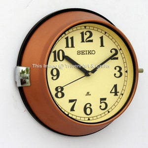 Maritime Seiko Wall Clock Nautical Slave Clock Navigation Industrial Retro Ship Clock Quartz Home & Kitchen Clock Japan Made Copper