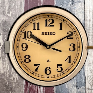 Vintage 1900&#39;s Maritime Seiko Wall Clock Nautical Silent Sweep Movement Clock Navigation Industrial Retro Ship Clock Home & Kitchen Clock