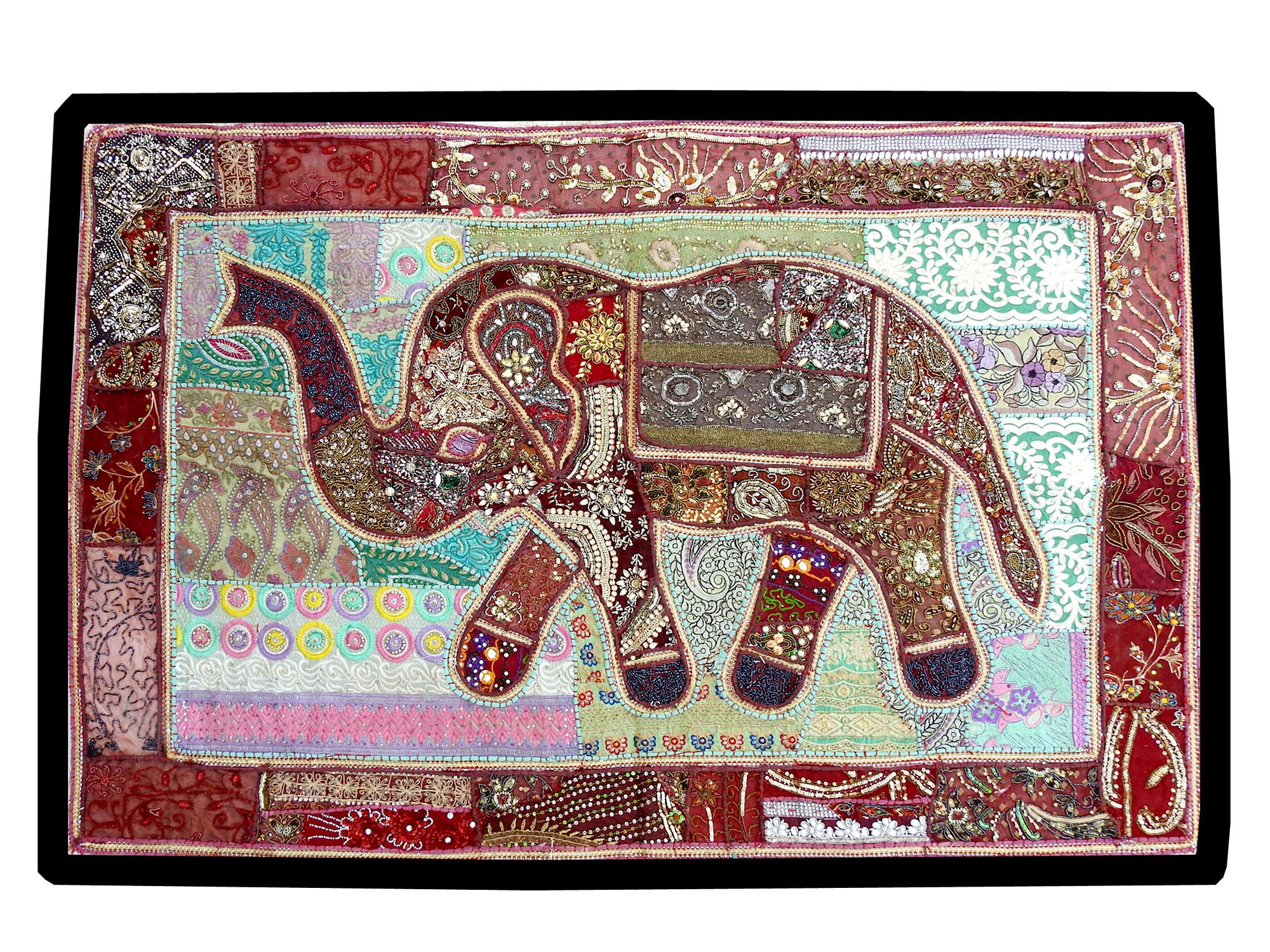 60" INDIAN BEADED TAPESTRY WALL HANGING Vintage Ethnic Decorative Traditional 60" INDIAN BEADED TAPESTRY WALL HANGING Vintage Ethnic Decorative Traditional