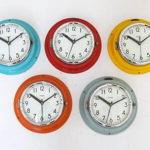 Set of 05 Piece Vintage Maritime Navigation Wall Clock Original Slave Nautical Ship&#39;s Marine Time Quartz World Wall Clock Made in Japan