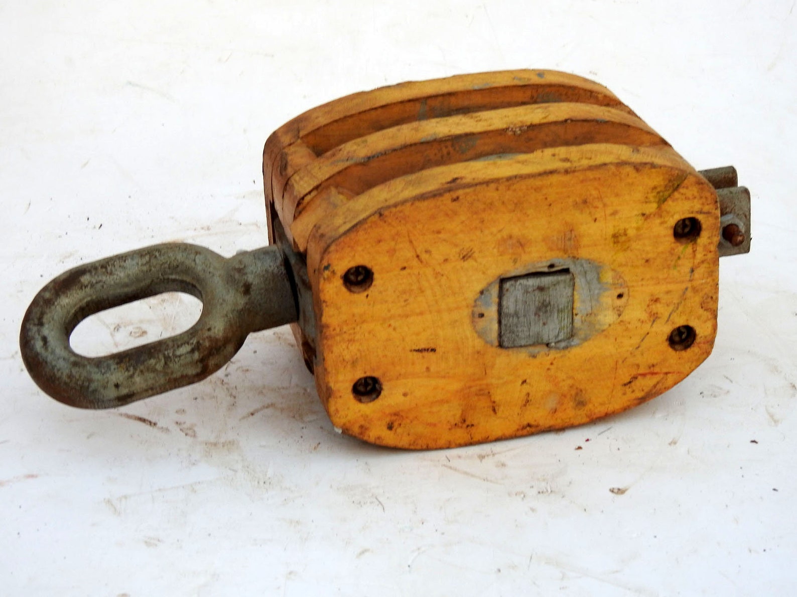 Vintage Wooden Pulley Large Hook Barn Primitive Block & Tackle Etsy
