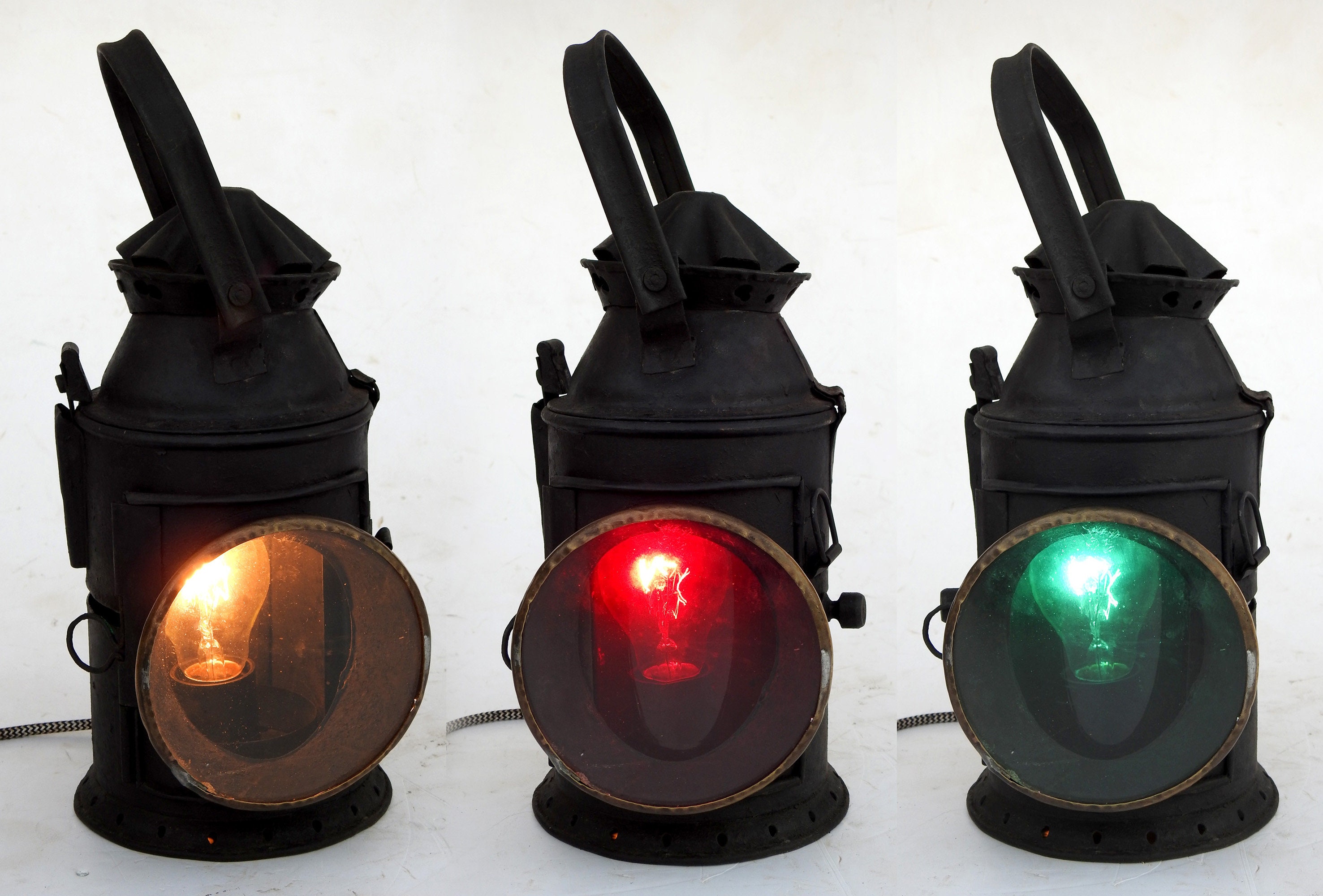 Vintage Railroad Lantern Indian Railway Lamp Adlake Style Antique