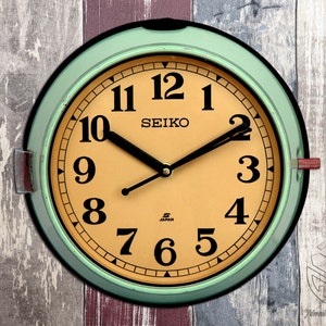 Maritime Seiko Silent Sweep Wall Clock Nautical Slave Clock vwall clock Aqua Marine non ticking Vintage 1900&#39;s