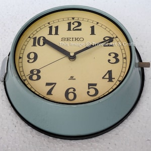 Maritime Seiko Wall Clock Nautical Slave Clock Navigation Industrial Ship Clock Analog Marine Time Home & Kitchen Clock Made in Japan Blue