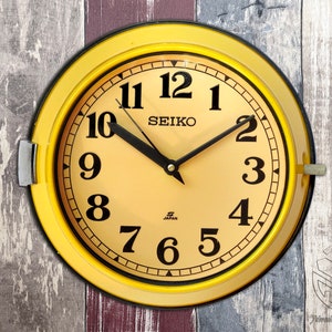 Vintage Seiko Wall Clock Maritime Nautical Silent Sweep Clock Retro Ship Wall Clock Industrial clock  Non Ticking Vintage 1900&#39;s