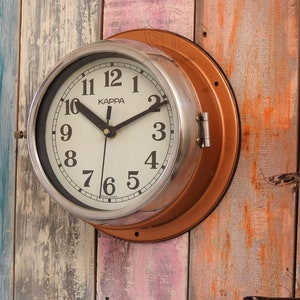 Horloge murale vintage Maritime Kappa, horloge de navire nautique esclave originale, horloge à quartz en acier, temps marin, fabriquée en Corée, horloge pour la maison et la cuisine
