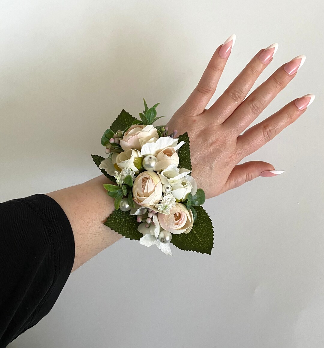 Silk Artificial Wrist Corsage With Light Pink Peonies and Etsy UK