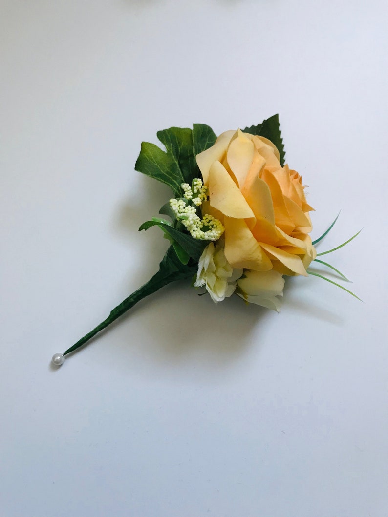 R\u00f2s Collection Yellow Rose Buttonhole Artificial
