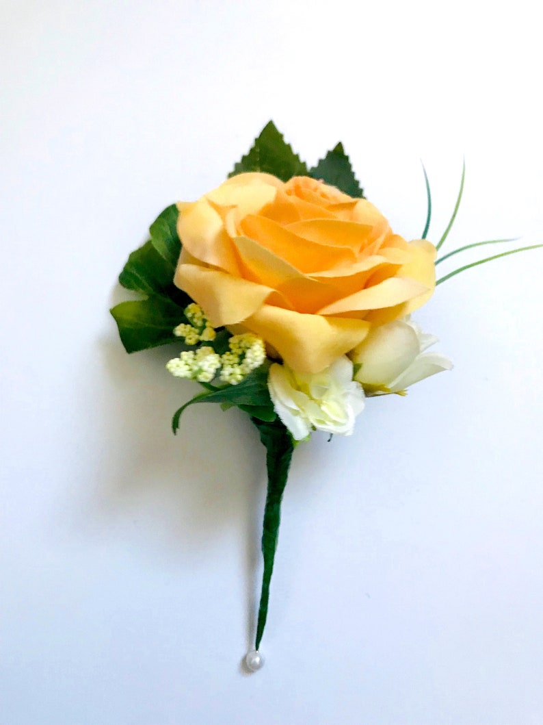 R\u00f2s Collection Yellow Rose Buttonhole Artificial
