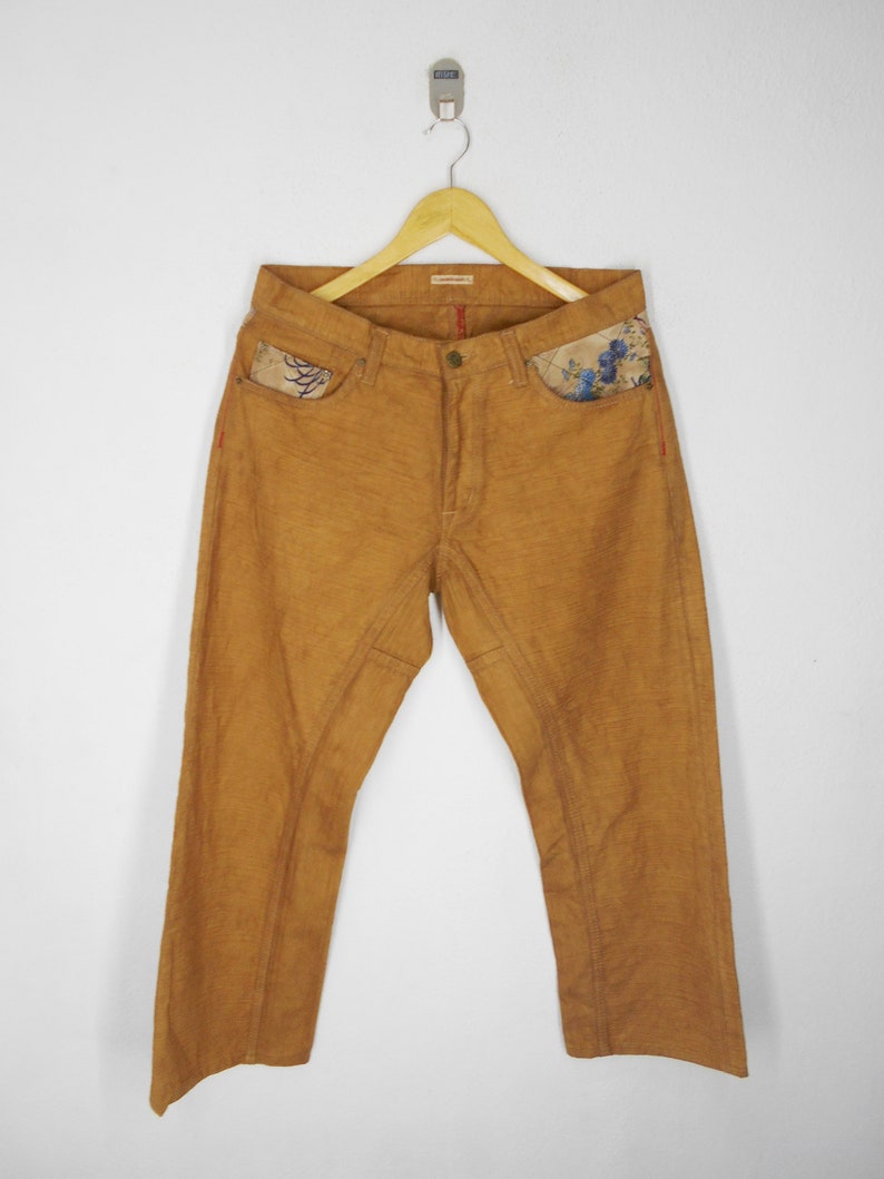 Kura Jeans Kura Japanese Traditional Design Patchwork Wabash Denim Pants Kura Vintage Pants Made in Japan Size 32x32