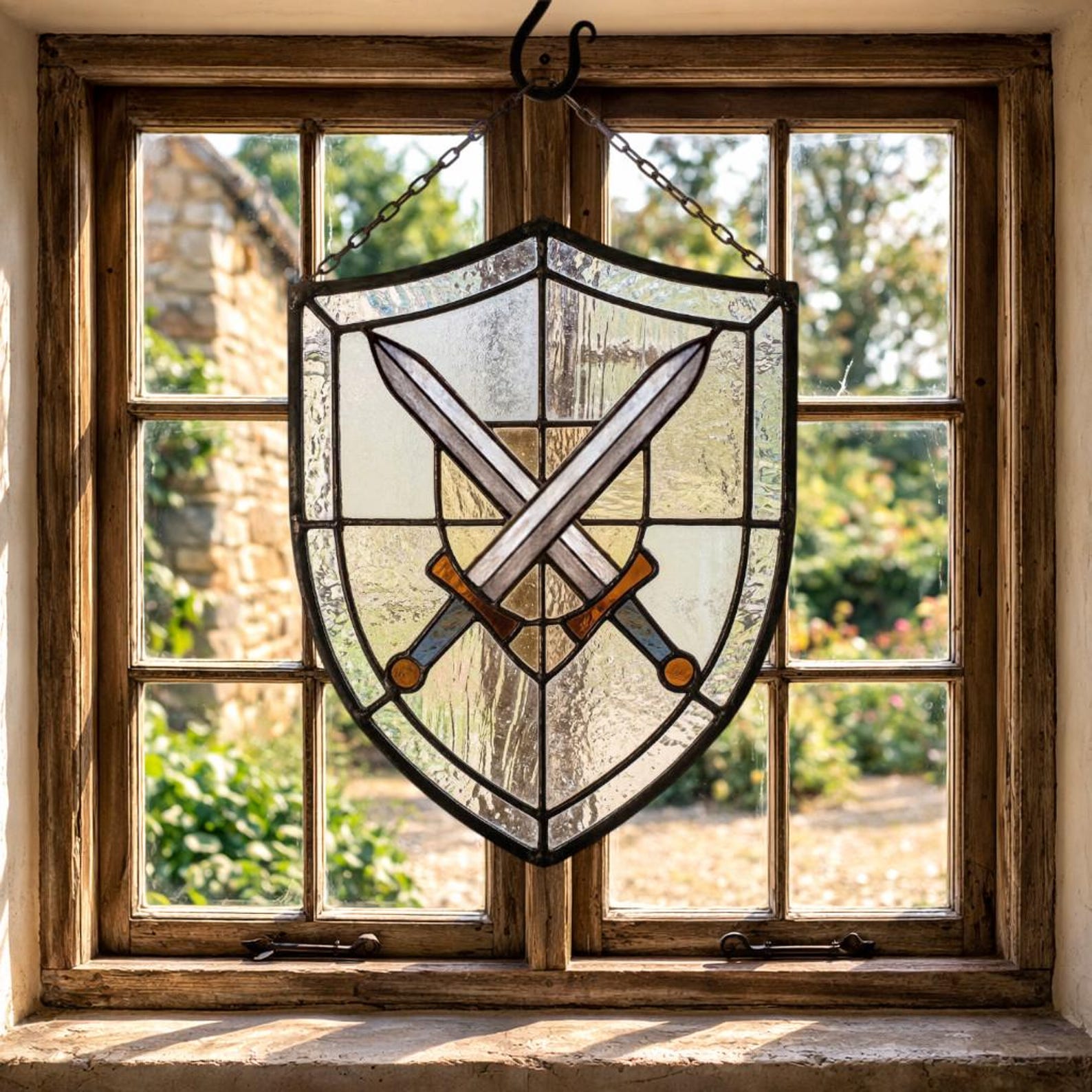 Medieval Sword Stained Glass Pattern, Shield Window Panel Template ...