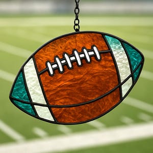 Stained Glass American Football Pattern in 2 Sizes, PDF Template for DIY Suncatcher, Easy Glass Craft Project, Gift for Football Fans