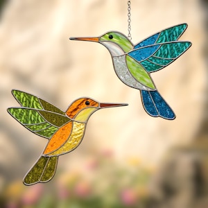 Hummingbird Stained Glass Pattern PDF & PNG, Printable Suncatcher Template, Beginner Friendly Bird Glass Mosaic Pattern, Tiffany Bird