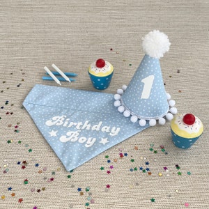 Dog Birthday Bandana ~ Birthday Boy Bandana & Hat