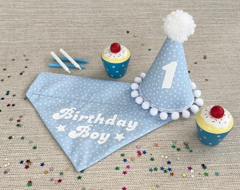 Dog Birthday Bandana ~ Birthday Boy Bandana & Hat