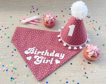 Dog Birthday Bandana ~ Birthday Girl Bandana & Hat