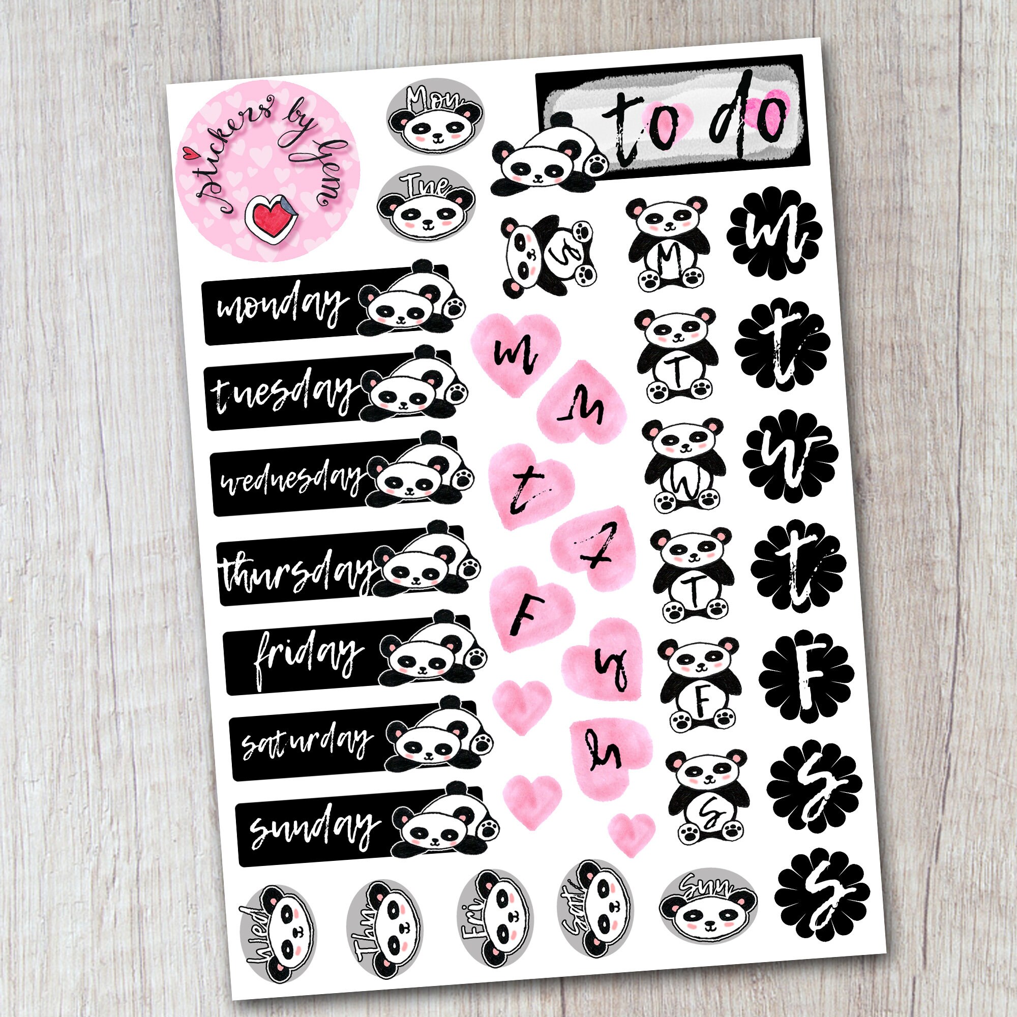 Bullet Journal Planner Stickers Panda Love Weekly Kit Etsy UK
