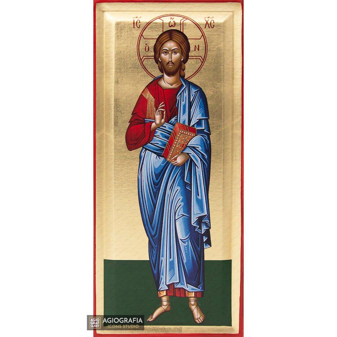 Jesus Christ Orthodox Icon - Handcrafted With GOLD LEAVES Background in ...
