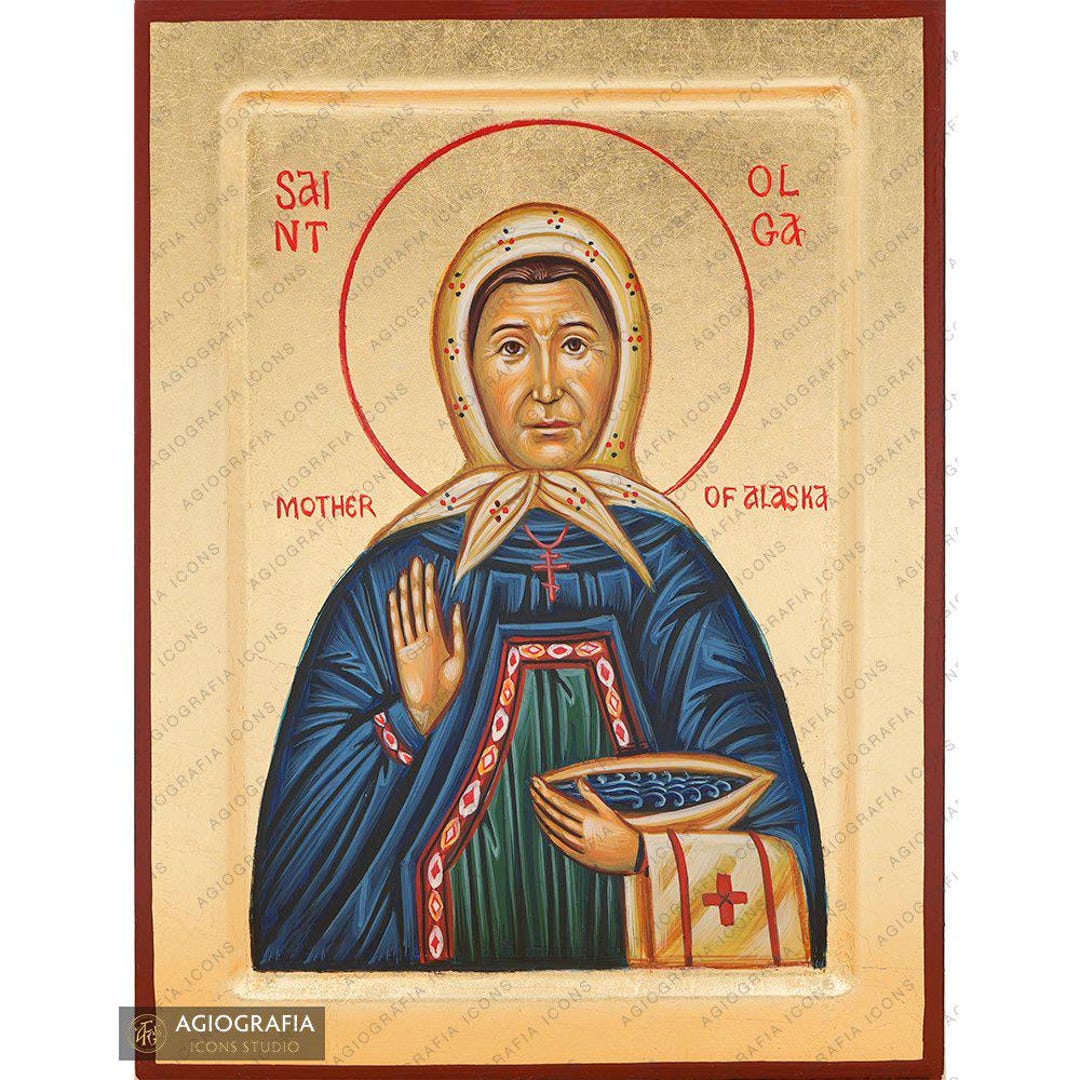 Saint Olga of Alaska Handwritten Christian Orthodox Icon on Wood