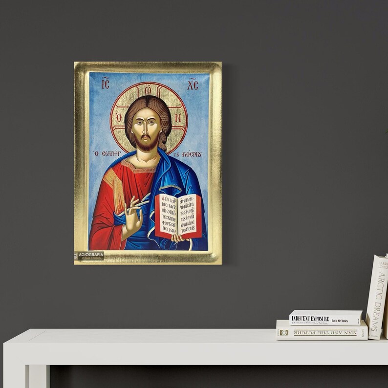 Jesus Christ the Savior Handcrafted Icon With GOLD LEAVES Background in ...