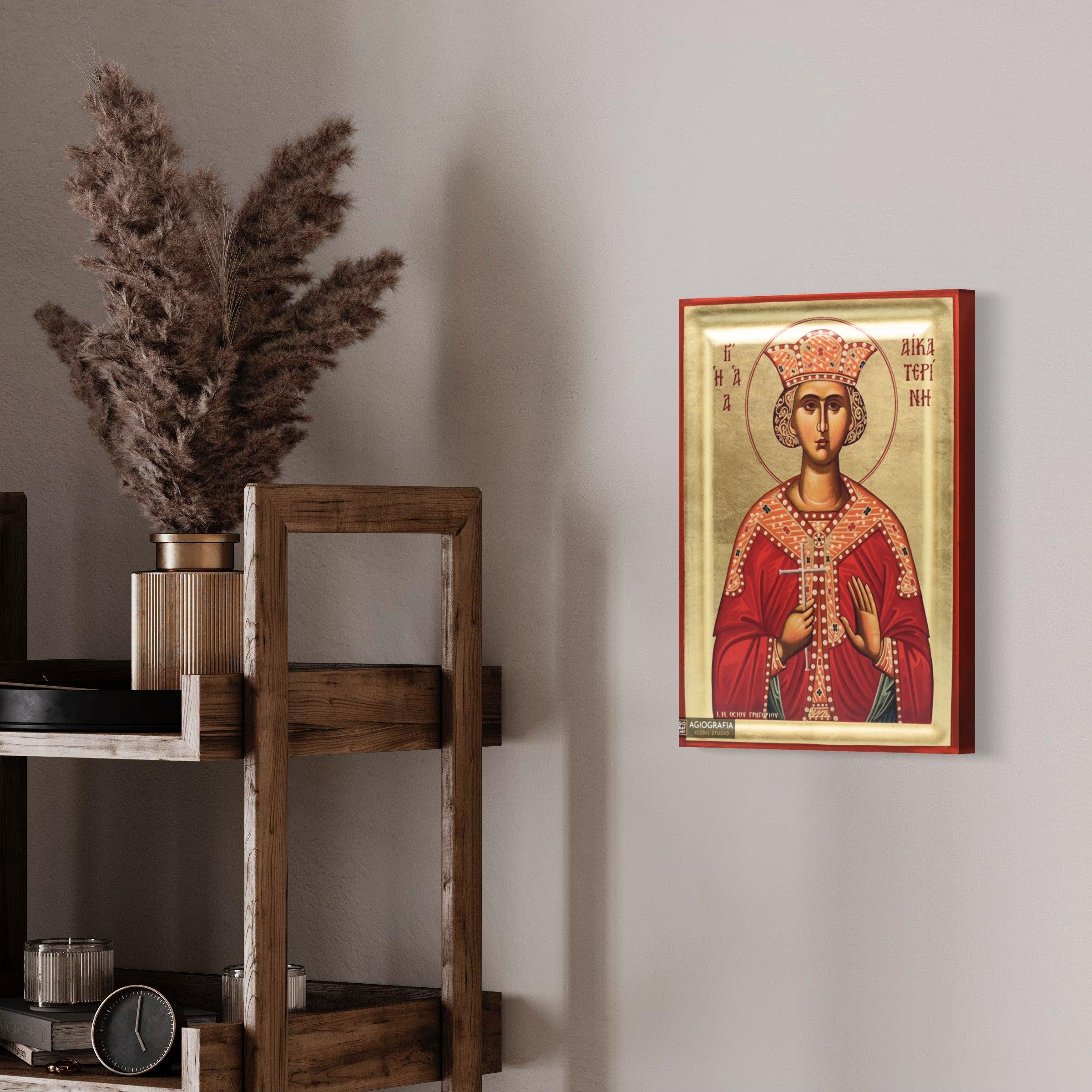 Saint Catherine Gold Leaf Background Orthodox Icon - Silk Screen ...