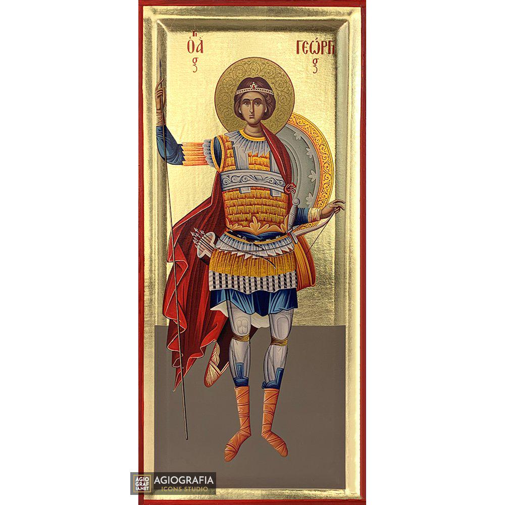 St. George Icon Simple Saint George - Handcrafted Icon With GOLD LEAVES Background in a ...
