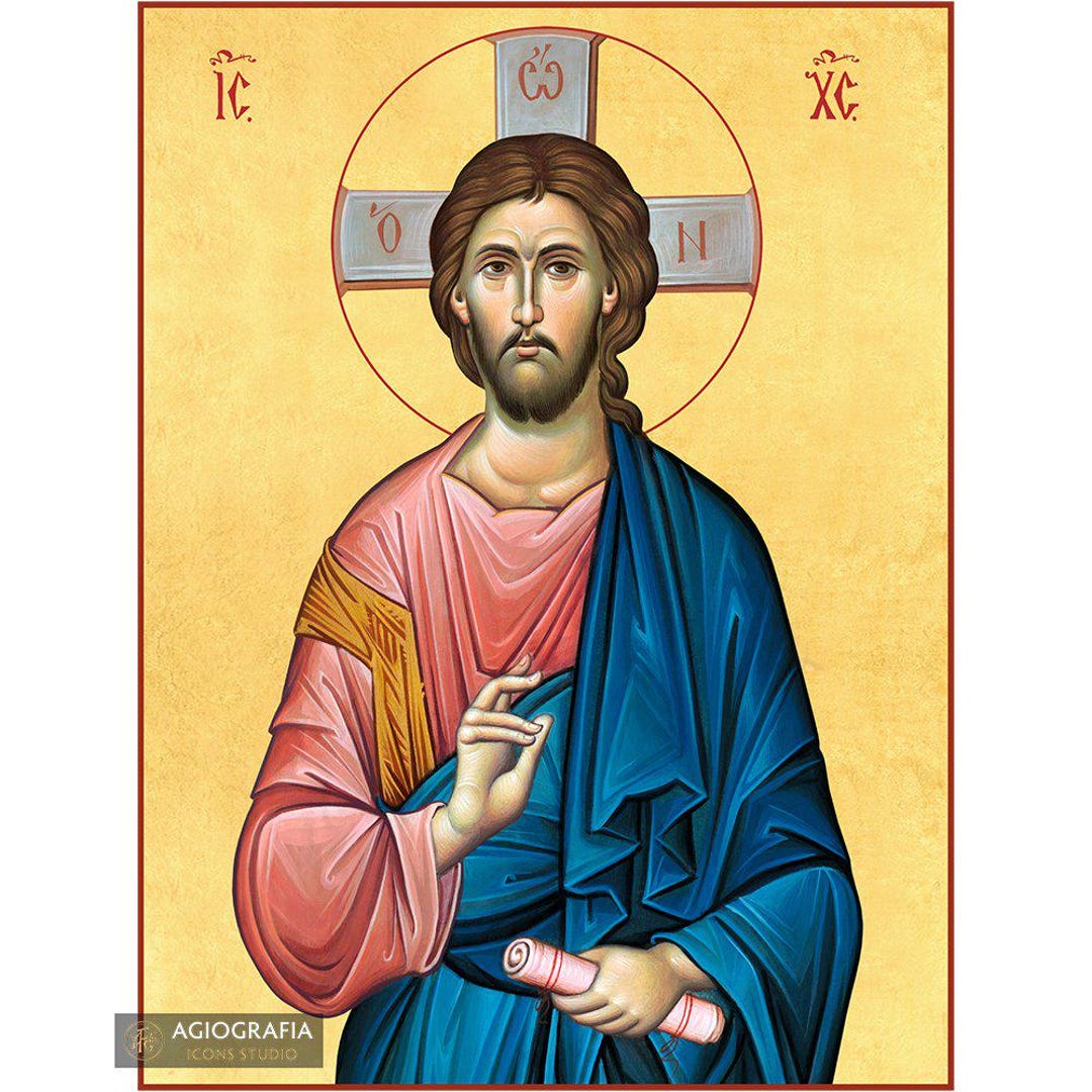 22k Jesus Christ Christian Orthodox Icon on Wood With Gold Leaf ...