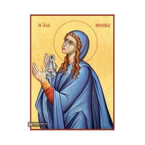 Saint Monica Byzantine icon | GOLD LEAF 22k - Wood - Handcrafted Icon - Free Shipping & Gift Case Active