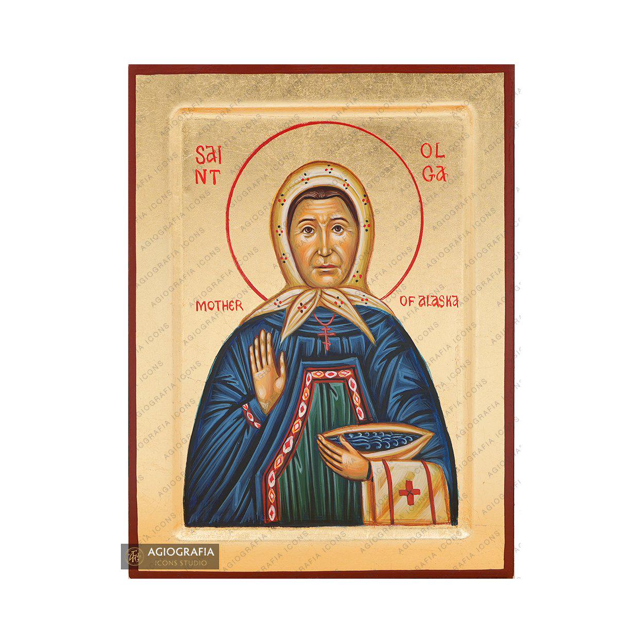 Saint Olga of Alaska Handwritten Christian Orthodox Icon on Wood