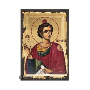 Prophet Daniel Aged Christian Orthodox Icon on Wood with Gold Leaf background