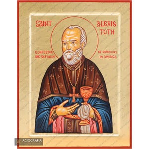 24k Saint Alexis Toth Confessor & defender of Orthodoxy Handwritten Christian Orthodox Icon on Wood with Gold Leaf background