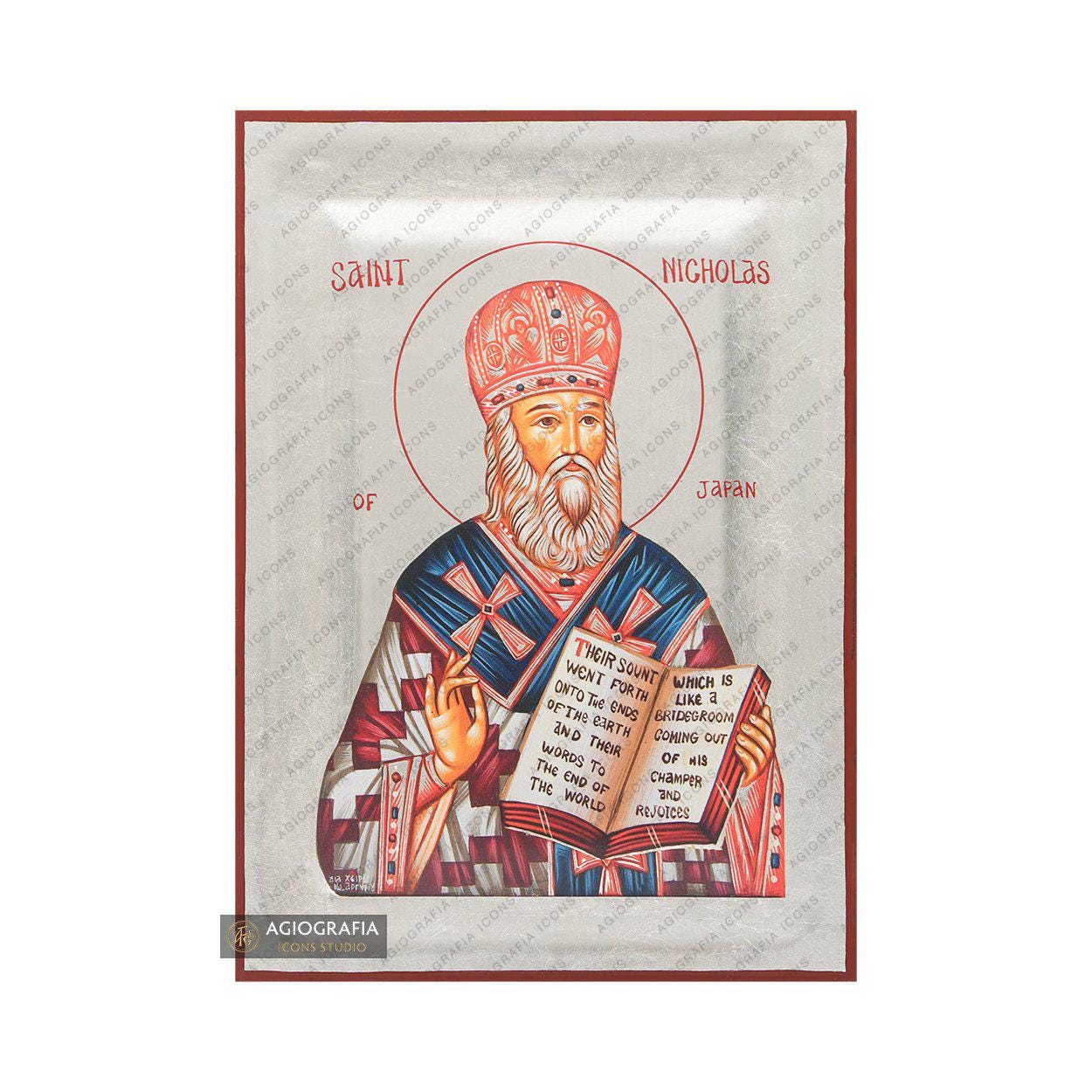 St Nicholas of Japan Exclusive Orthodox Icon on Wood With Pure